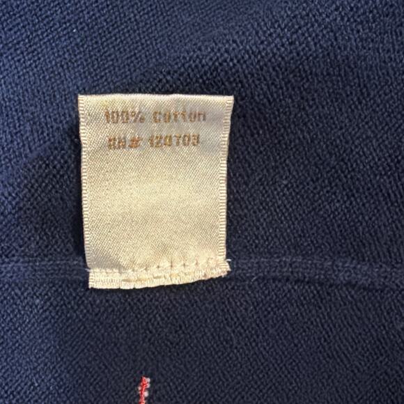 BAXTER & WELLS size Medium Blue Sweater Cardigan Red Cardinals 100% Cotton - Picture 8 of 8